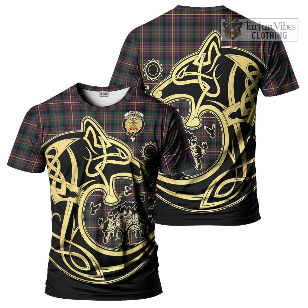 Cameron Highlanders of Ottawa Tartan T-Shirt with Family Crest Celtic Wolf Style Kid's Shirt - Tartan Vibes Clothing