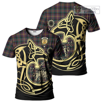 Cameron Highlanders of Ottawa Tartan T-Shirt with Family Crest Celtic Wolf Style