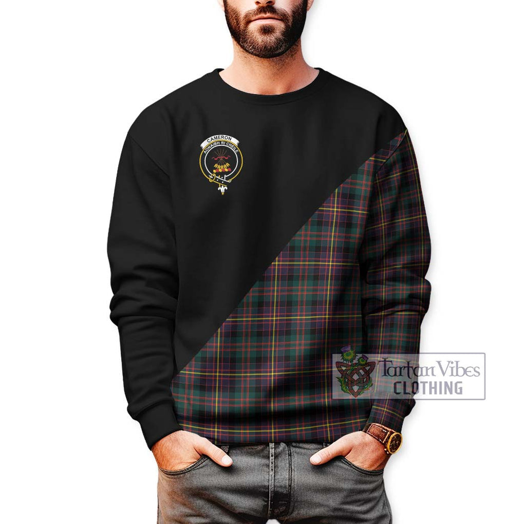 Cameron Highlanders of Ottawa Tartan Sweatshirt with Family Crest and Military Logo Style Unisex - Tartanvibesclothing Shop