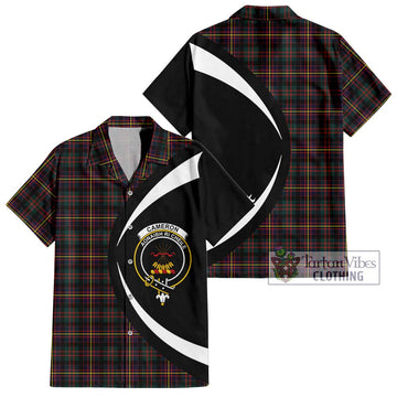 Cameron Highlanders of Ottawa Tartan Short Sleeve Button Up with Family Crest Circle Style