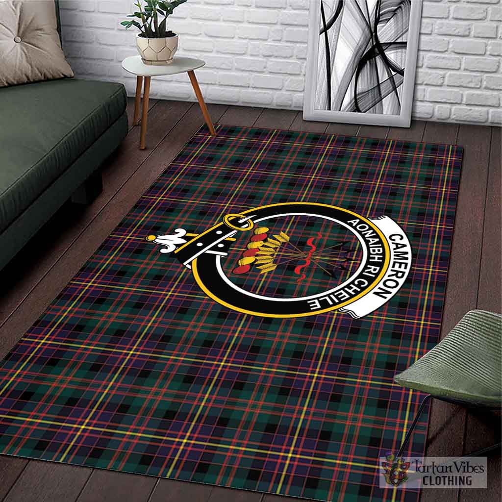 Tartan Vibes Clothing Cameron Highlanders of Ottawa Tartan Area Rug with Family Crest