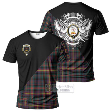 Cameron Highlanders of Ottawa Tartan T-Shirt with Family Crest and Military Logo Style