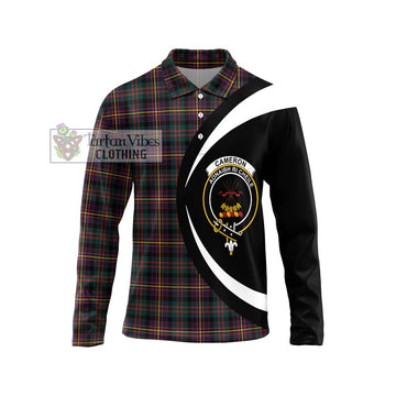 Cameron Highlanders of Ottawa Tartan Long Sleeve Polo Shirt with Family Crest Circle Style