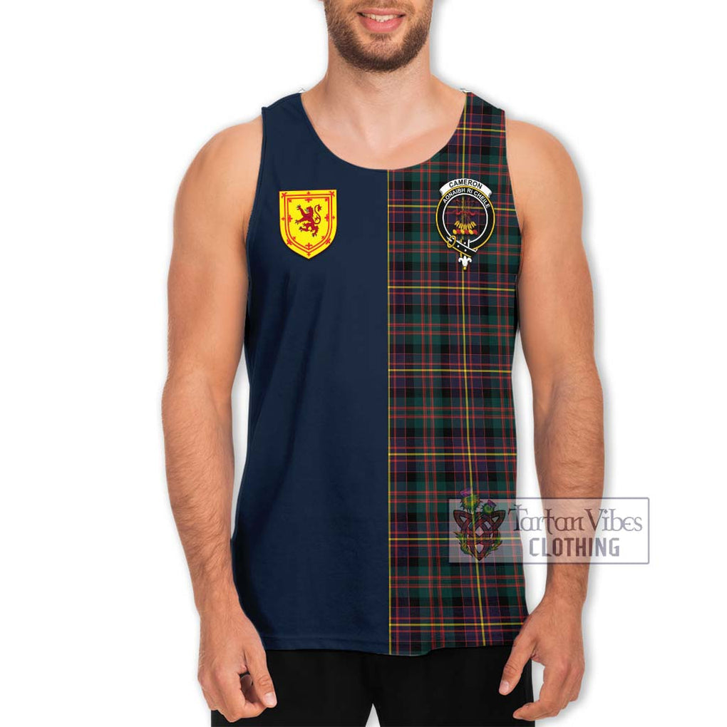 Tartan Vibes Clothing Cameron Highlanders of Ottawa Tartan Men's Tank Top with Scottish Lion Royal Arm Half Style