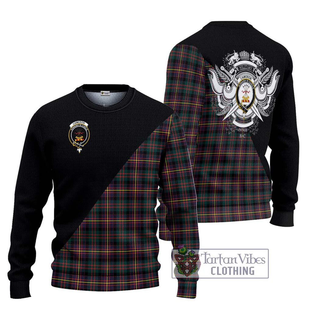 Cameron Highlanders of Ottawa Tartan Knitted Sweater with Family Crest and Military Logo Style Unisex - Tartanvibesclothing Shop