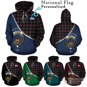 Cameron Highlanders of Ottawa Tartan Hoodie with Personalised National Flag and Family Crest Half Style