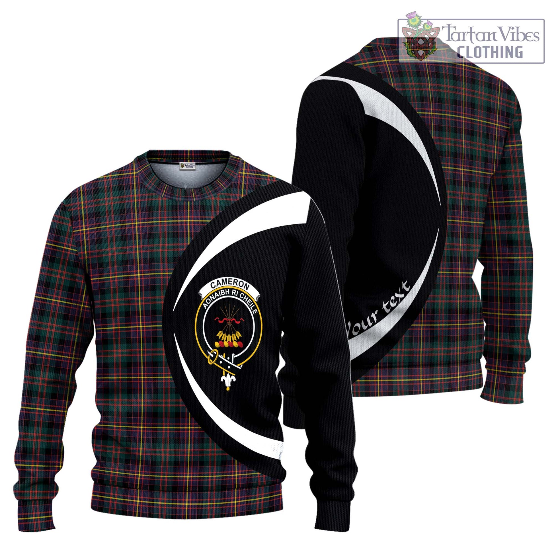 Cameron Highlanders of Ottawa Tartan Ugly Sweater with Family Crest Circle Style Unisex - Tartan Vibes Clothing