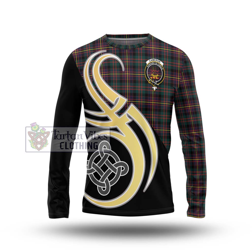 Cameron Highlanders of Ottawa Tartan Long Sleeve T-Shirt with Family Crest and Celtic Symbol Style Unisex - Tartan Vibes Clothing