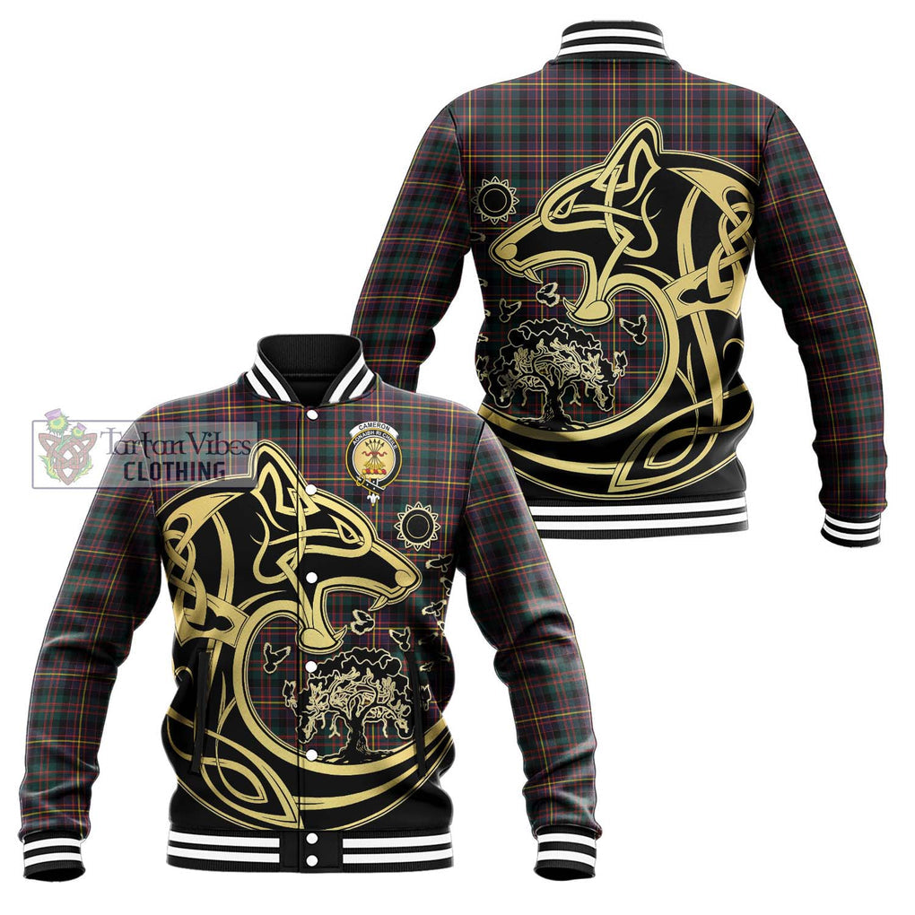 Cameron Highlanders of Ottawa Tartan Baseball Jacket with Family Crest Celtic Wolf Style Unisex - Tartan Vibes Clothing