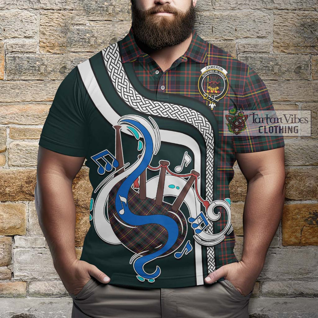 Tartan Vibes Clothing Cameron Highlanders of Ottawa Tartan Polo Shirt with Epic Bagpipe Style