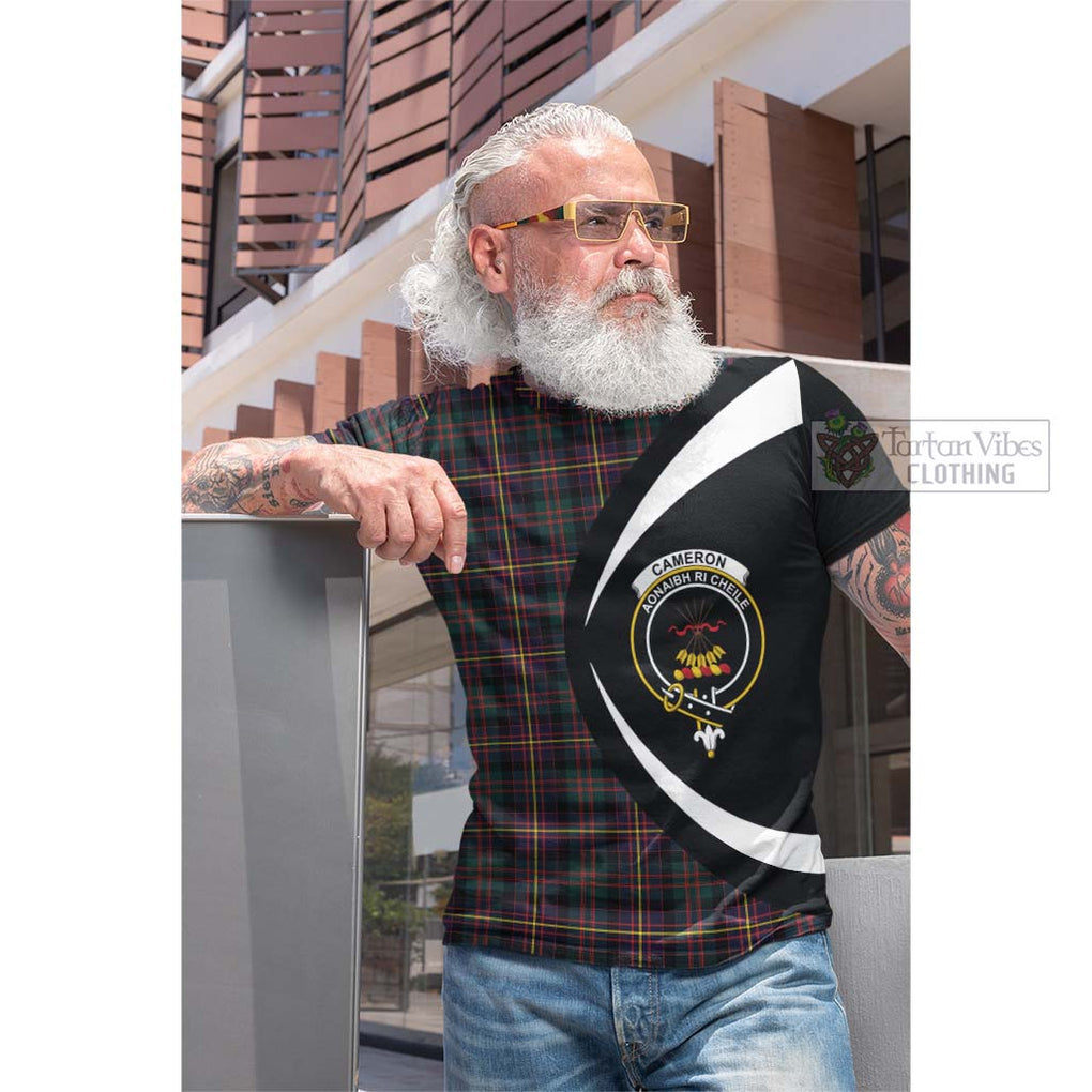 Tartan Vibes Clothing Cameron Highlanders of Ottawa Tartan Cotton T-shirt with Family Crest Circle Style