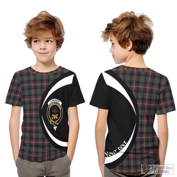 Cameron Highlanders of Ottawa Tartan Kid T-Shirt with Family Crest Circle Style