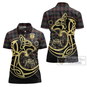 Cameron Highlanders of Ottawa Tartan Women's Polo Shirt with Family Crest Celtic Wolf Style