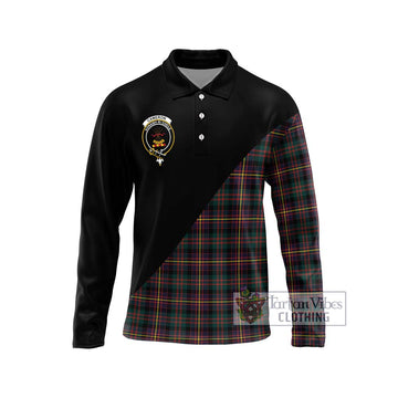 Cameron Highlanders of Ottawa Tartan Long Sleeve Polo Shirt with Family Crest and Military Logo Style