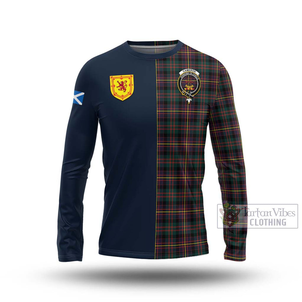 Tartan Vibes Clothing Cameron Highlanders of Ottawa Tartan Long Sleeve T-Shirt with Scottish Lion Royal Arm Half Style