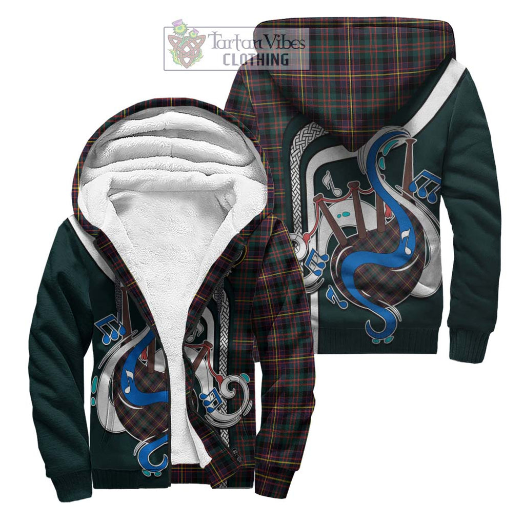 Cameron Highlanders of Ottawa Tartan Sherpa Hoodie with Epic Bagpipe Style Unisex S - Tartanvibesclothing Shop