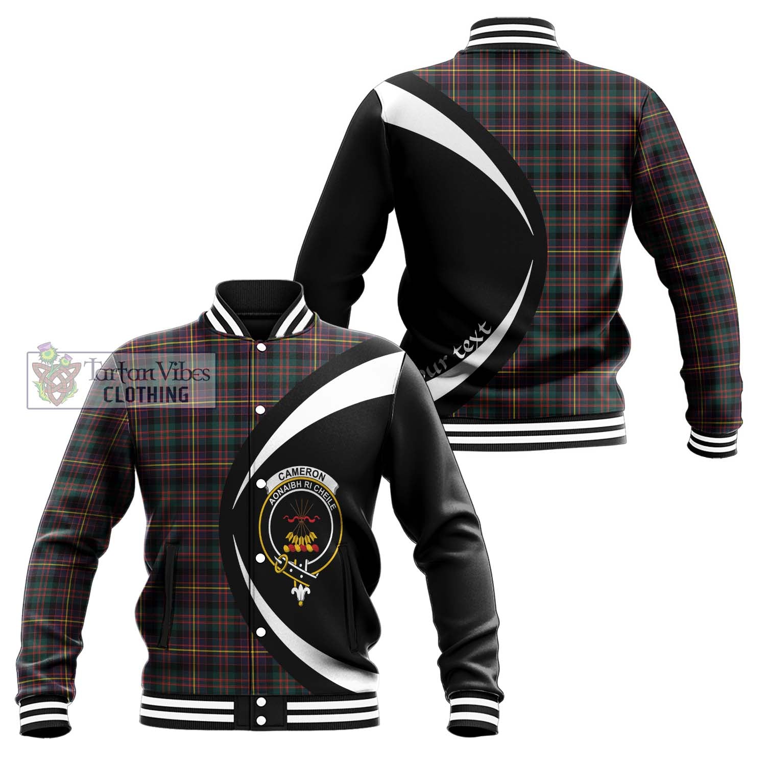 Cameron Highlanders of Ottawa Tartan Baseball Jacket with Family Crest Circle Style Unisex - Tartan Vibes Clothing