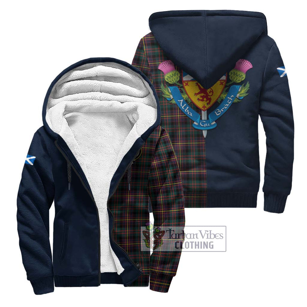 Tartan Vibes Clothing Cameron Highlanders of Ottawa Tartan Sherpa Hoodie with Scottish Lion Royal Arm Half Style