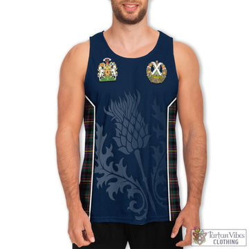 Cameron Highlanders of Ottawa Tartan Men's Tanks Top with Family Crest and Scottish Thistle Vibes Sport Style