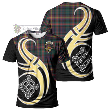 Cameron Highlanders of Ottawa Tartan T-Shirt with Family Crest and Celtic Symbol Style