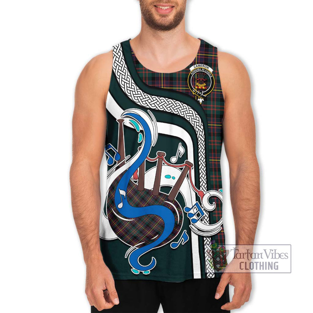 Cameron Highlanders of Ottawa Tartan Men's Tank Top with Epic Bagpipe Style Men - Tartanvibesclothing Shop