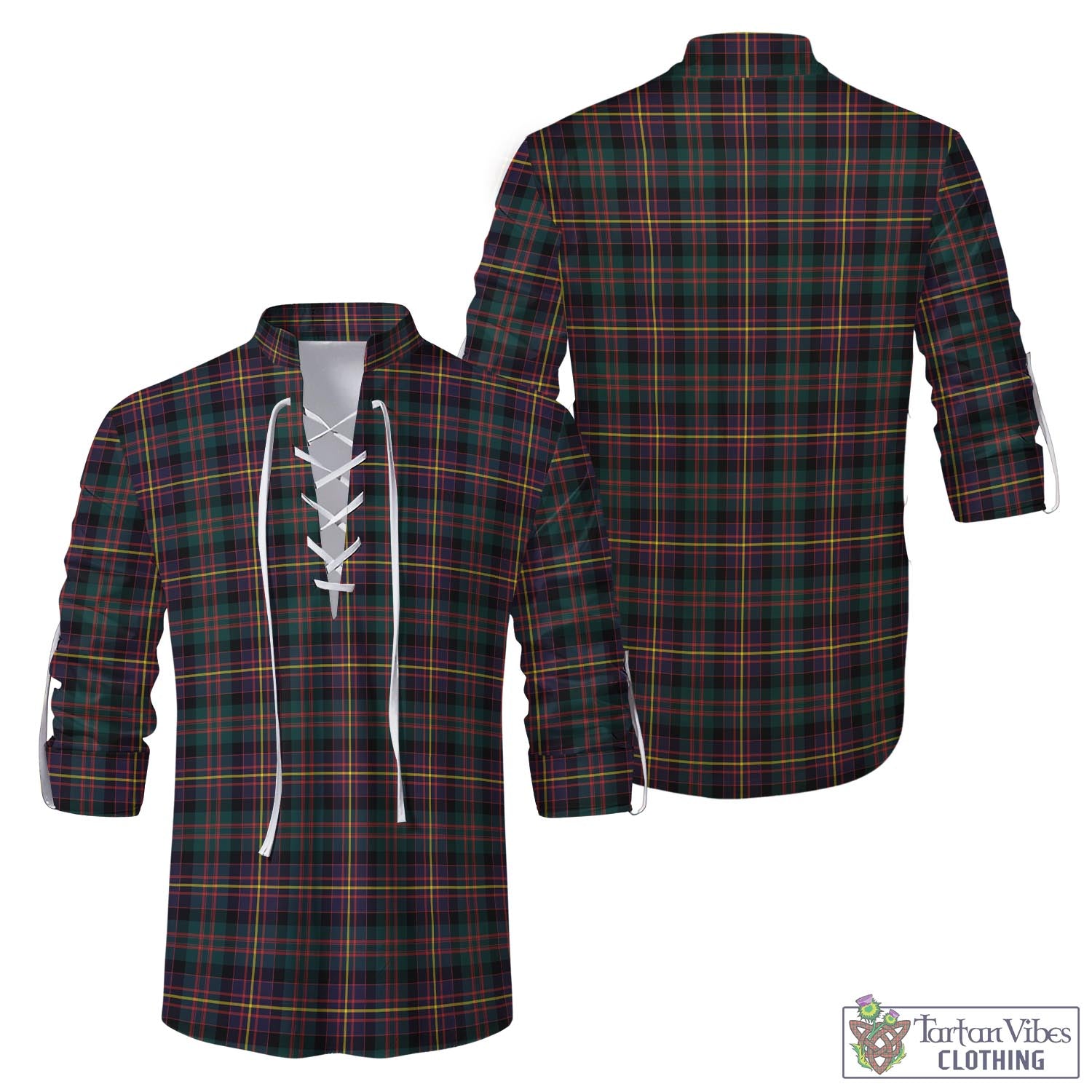 Tartan Vibes Clothing Cameron Highlanders of Ottawa Tartan Men's Scottish Traditional Jacobite Ghillie Kilt Shirt