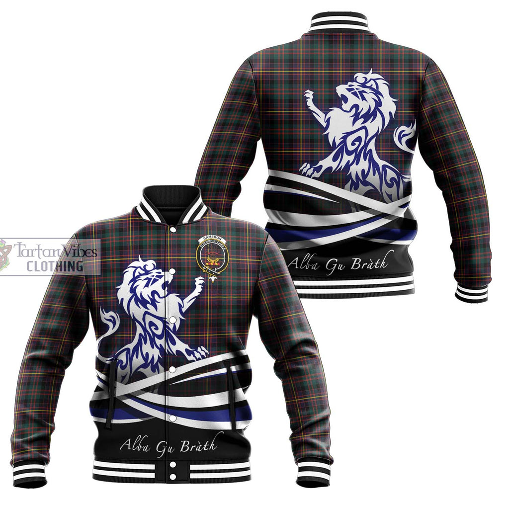 Cameron Highlanders of Ottawa Tartan Baseball Jacket with Alba Gu Brath Regal Lion Emblem Unisex - Tartanvibesclothing Shop