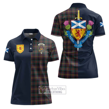 Cameron Highlanders of Ottawa Tartan Women's Polo Shirt Alba with Scottish Lion Royal Arm Half Style