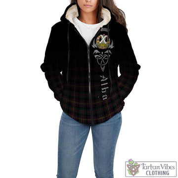 Cameron Highlanders of Ottawa Tartan Sherpa Hoodie Featuring Alba Gu Brath Family Crest Celtic Inspired