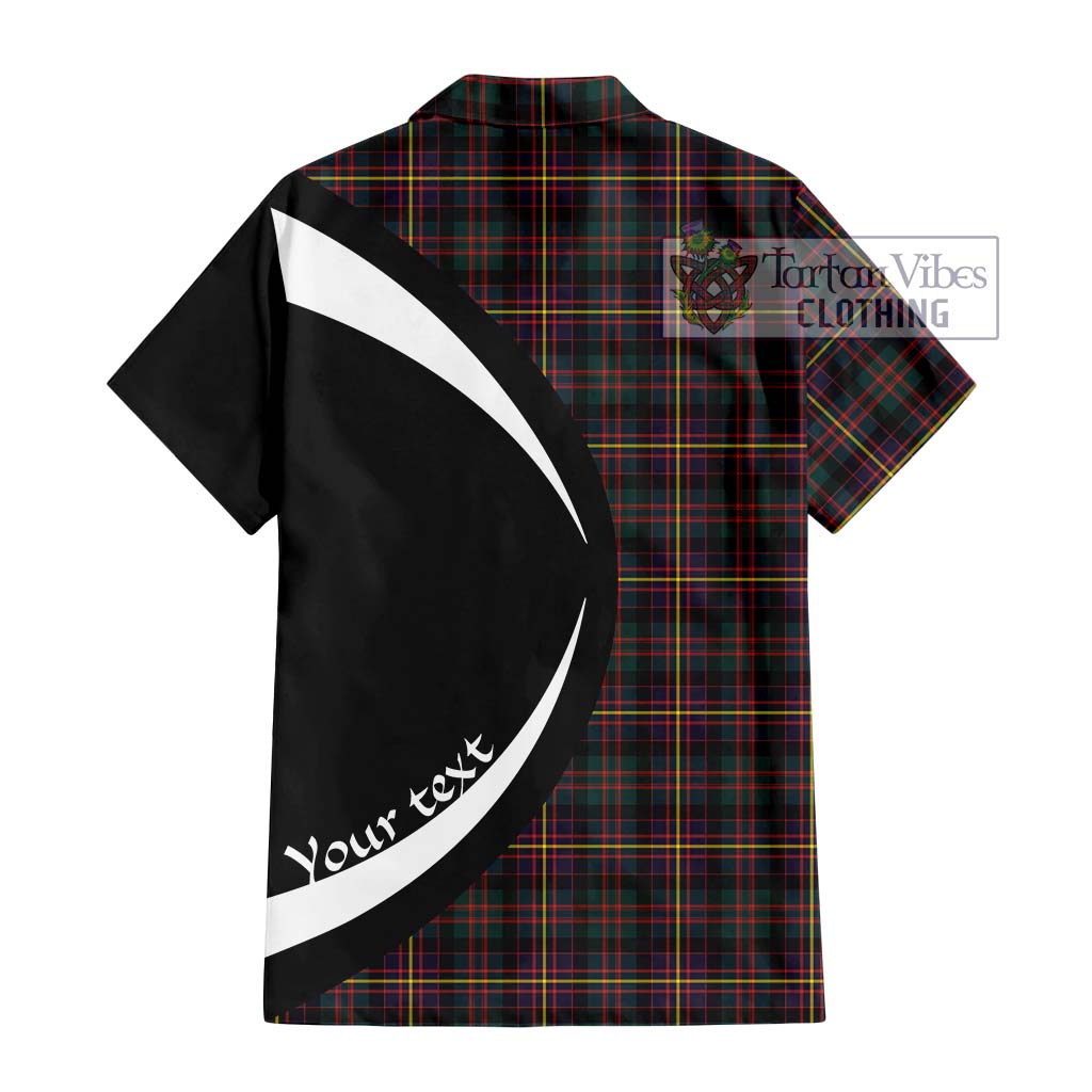 Cameron Highlanders of Ottawa Tartan Short Sleeve Button Up with Family Crest Circle Style - Tartan Vibes Clothing