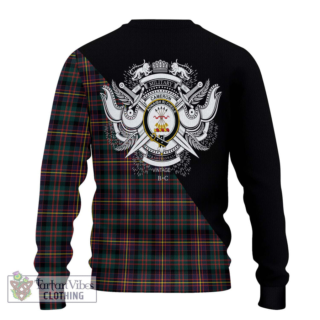 Cameron Highlanders of Ottawa Tartan Knitted Sweater with Family Crest and Military Logo Style - Tartanvibesclothing Shop