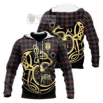 Cameron Highlanders of Ottawa Tartan Knitted Hoodie with Family Crest Celtic Wolf Style