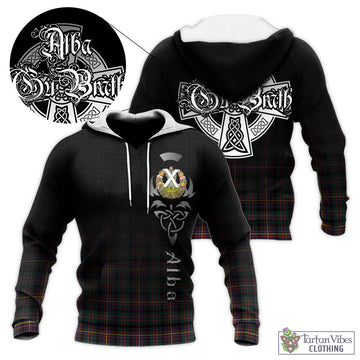 Cameron Highlanders of Ottawa Tartan Knitted Hoodie Featuring Alba Gu Brath Family Crest Celtic Inspired