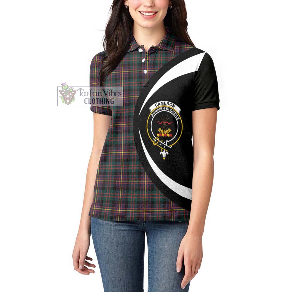 Cameron Highlanders of Ottawa Tartan Women's Polo Shirt with Family Crest Circle Style - Tartan Vibes Clothing