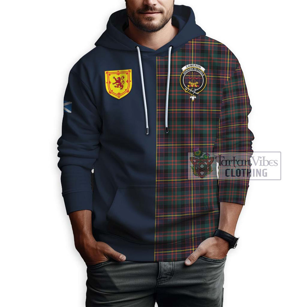 Tartan Vibes Clothing Cameron Highlanders of Ottawa Tartan Hoodie with Scottish Lion Royal Arm Half Style