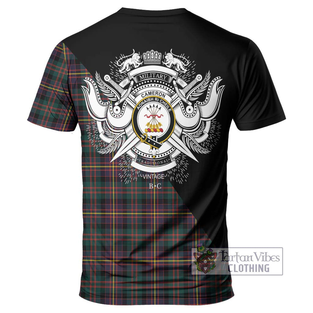 Cameron Highlanders of Ottawa Tartan T-Shirt with Family Crest and Military Logo Style - Tartanvibesclothing Shop