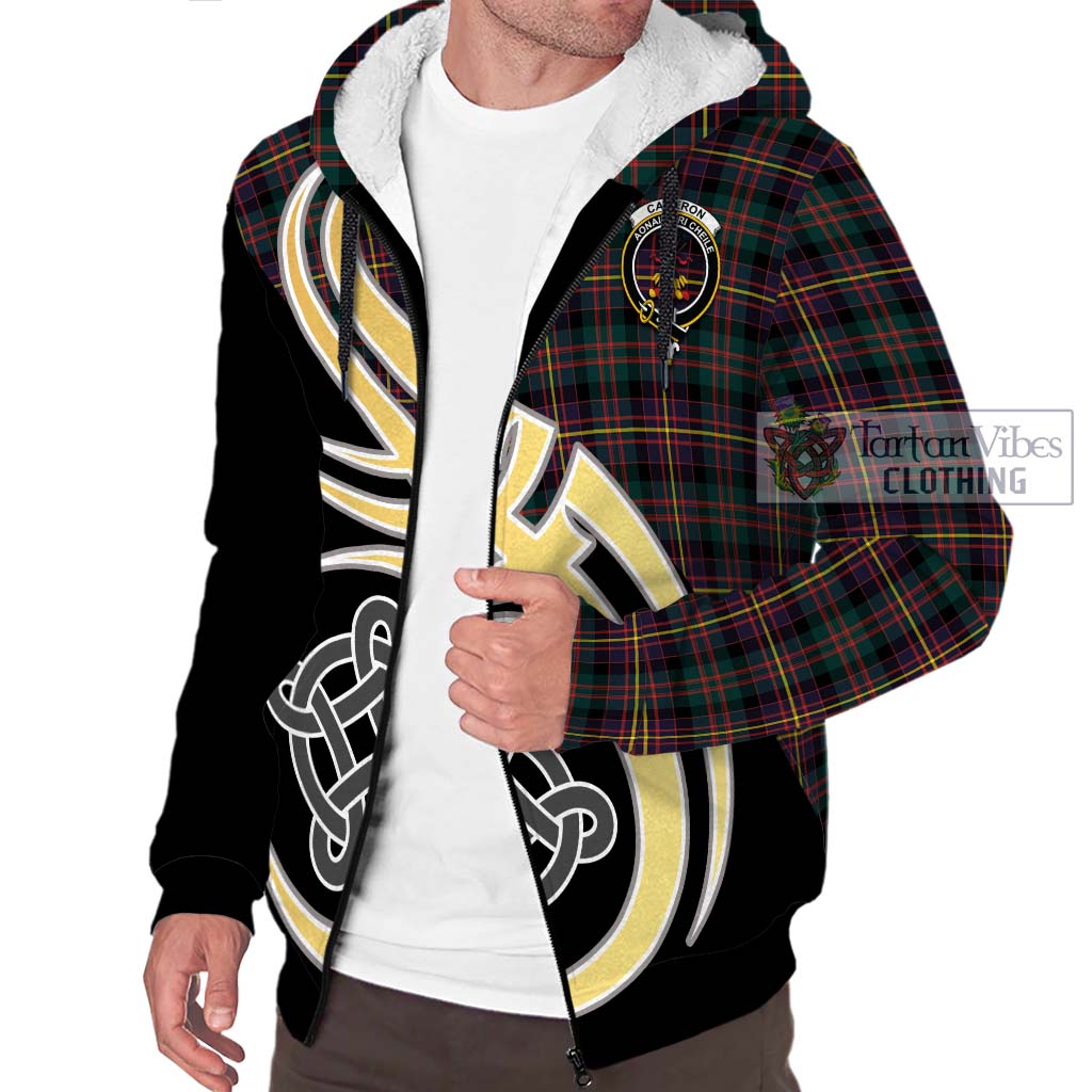 Cameron Highlanders of Ottawa Tartan Sherpa Hoodie with Family Crest and Celtic Symbol Style - Tartan Vibes Clothing