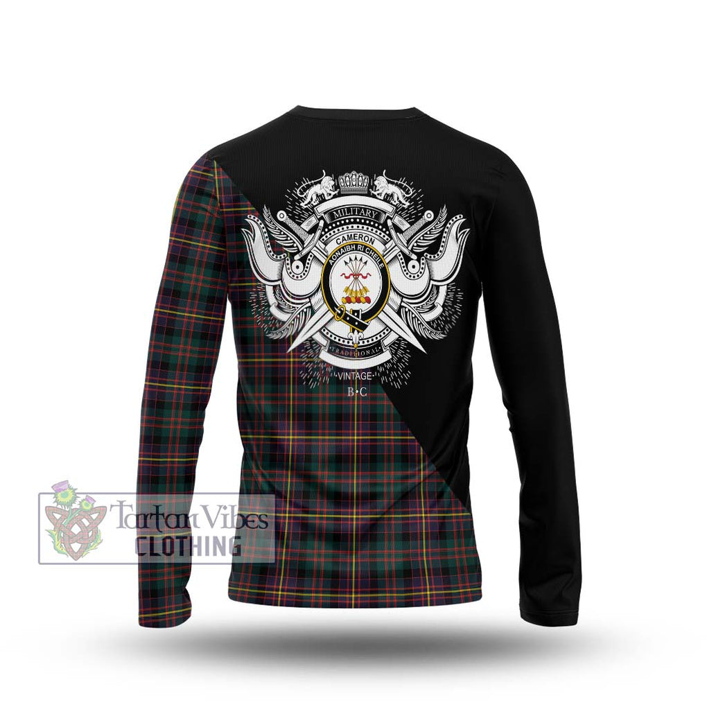 Cameron Highlanders of Ottawa Tartan Long Sleeve T-Shirt with Family Crest and Military Logo Style - Tartanvibesclothing Shop