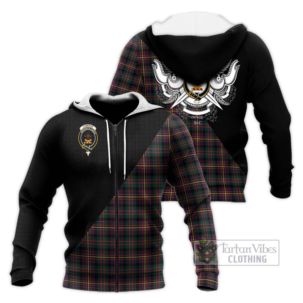 Cameron Highlanders of Ottawa Tartan Knitted Hoodie with Family Crest and Military Logo Style Unisex Knitted Zip Hoodie - Tartanvibesclothing Shop