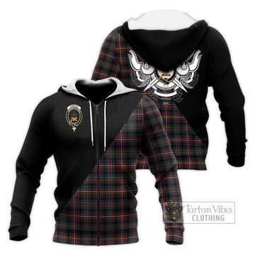 Cameron Highlanders of Ottawa Tartan Knitted Hoodie with Family Crest and Military Logo Style