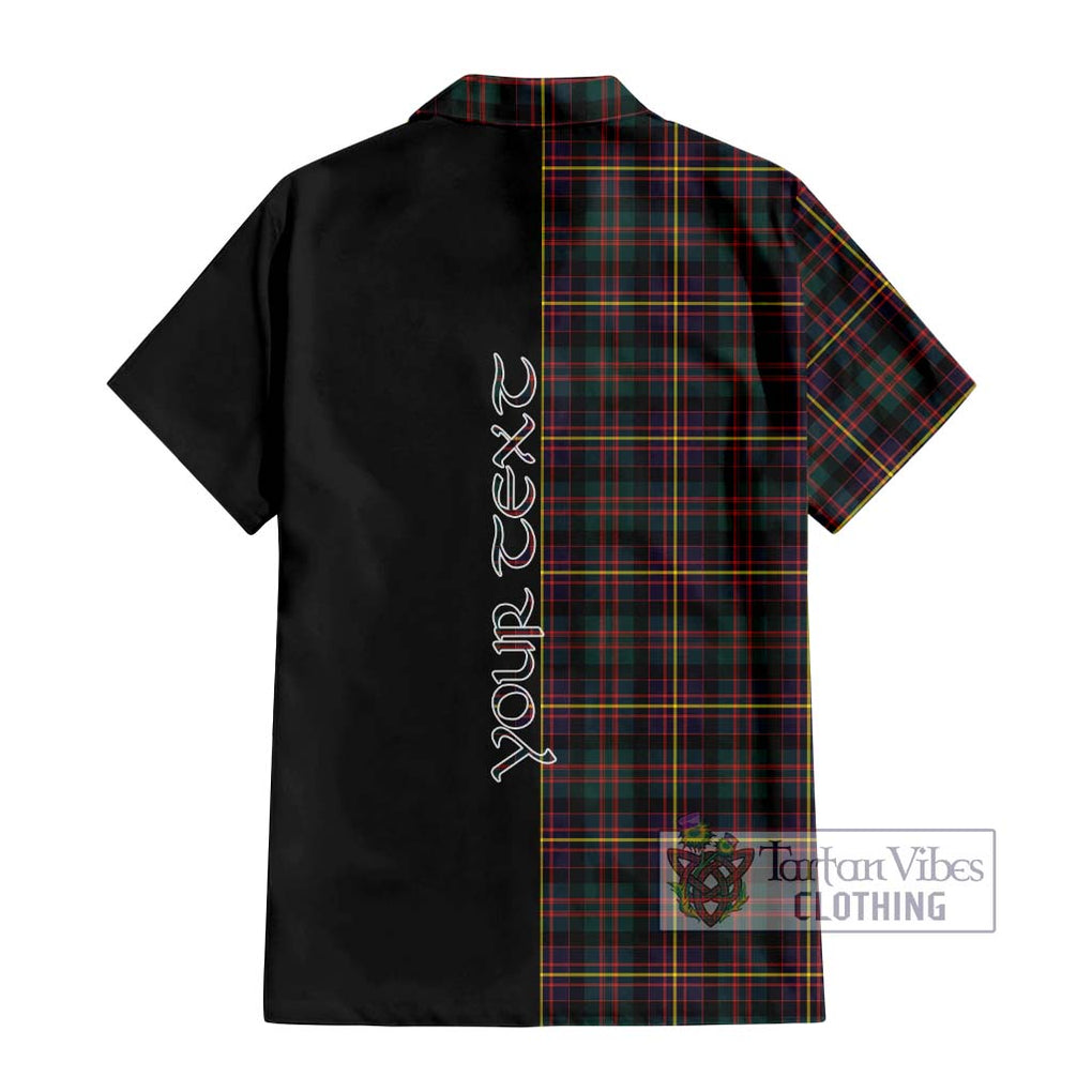 Cameron Highlanders of Ottawa Tartan Short Sleeve Button Shirt with Family Crest and Half Of Me Style - Tartanvibesclothing Shop