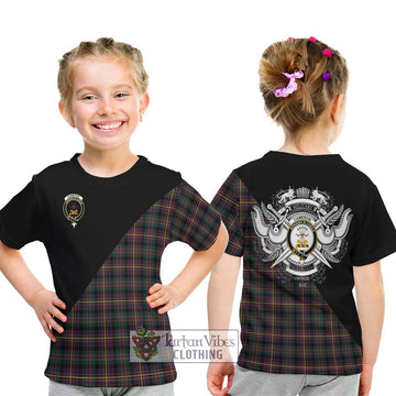 Cameron Highlanders of Ottawa Tartan Kid T-Shirt with Family Crest and Military Logo Style