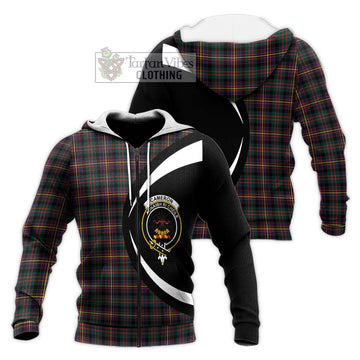 Cameron Highlanders of Ottawa Tartan Knitted Hoodie with Family Crest Circle Style