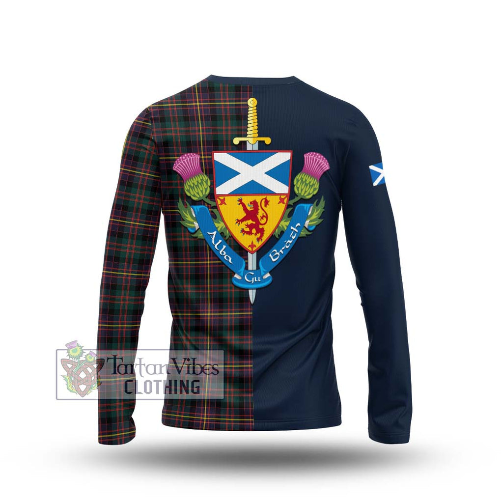 Tartan Vibes Clothing Cameron Highlanders of Ottawa Tartan Long Sleeve T-Shirt with Scottish Lion Royal Arm Half Style