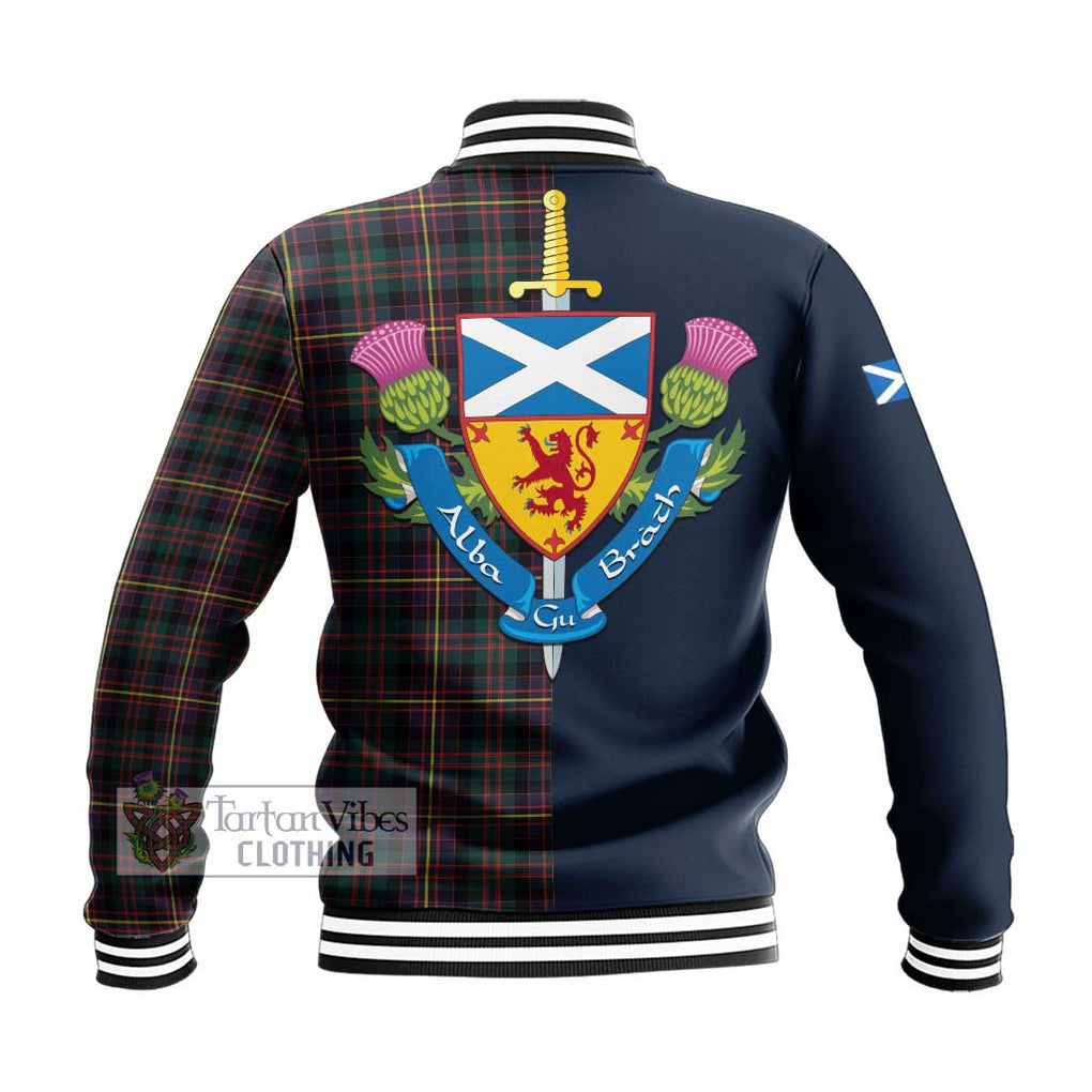 Tartan Vibes Clothing Cameron Highlanders of Ottawa Tartan Baseball Jacket with Scottish Lion Royal Arm Half Style