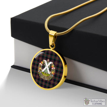 Cameron Highlanders of Ottawa Tartan Circle Necklace with Family Crest