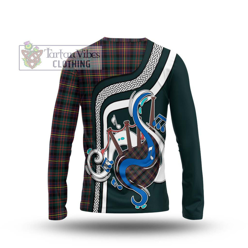 Tartan Vibes Clothing Cameron Highlanders of Ottawa Tartan Long Sleeve T-Shirt with Epic Bagpipe Style