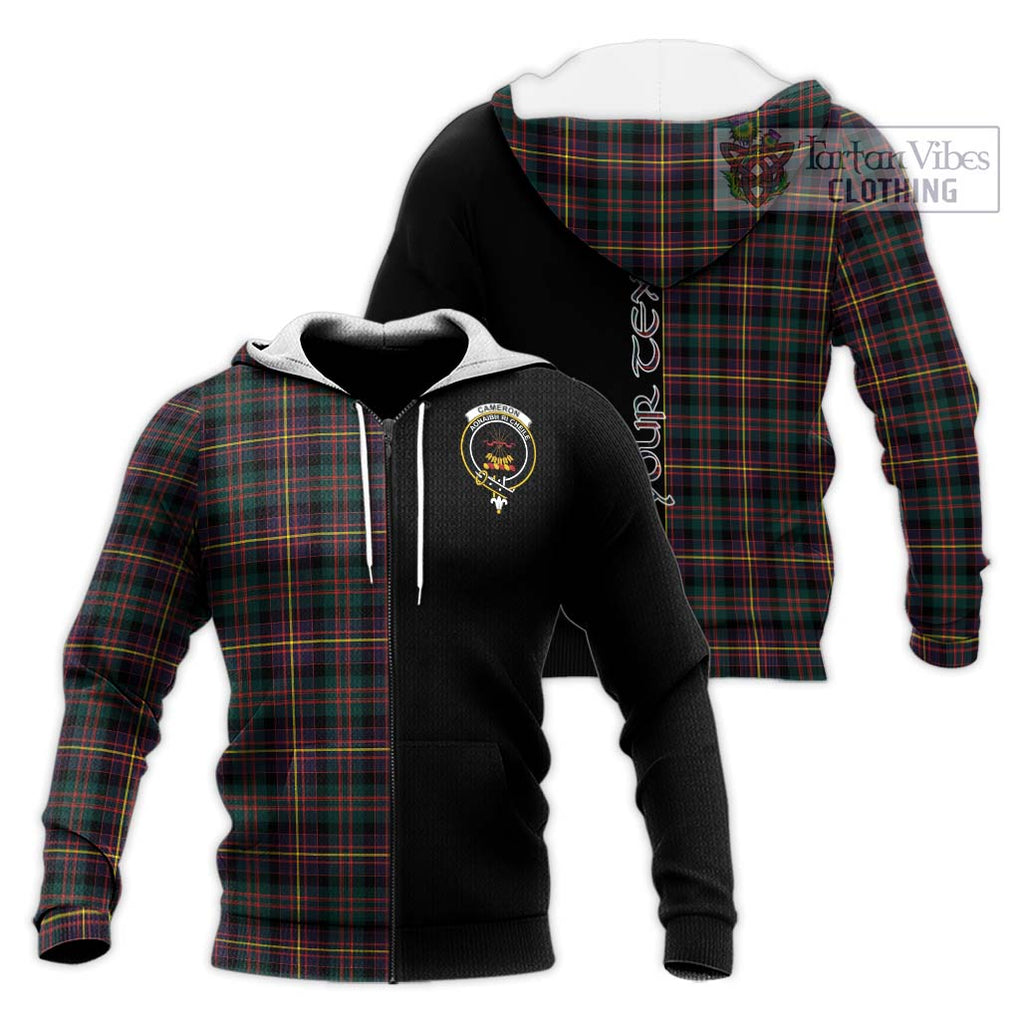 Cameron Highlanders of Ottawa Tartan Knitted Hoodie with Family Crest and Half Of Me Style Unisex Knitted Zip Hoodie - Tartanvibesclothing Shop