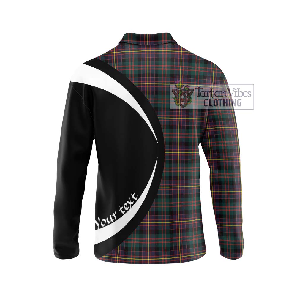 Cameron Highlanders of Ottawa Tartan Long Sleeve Polo Shirt with Family Crest Circle Style - Tartan Vibes Clothing