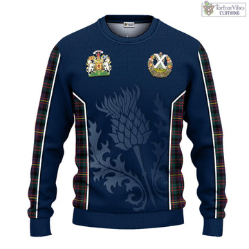 Cameron Highlanders of Ottawa Tartan Knitted Sweatshirt with Family Crest and Scottish Thistle Vibes Sport Style